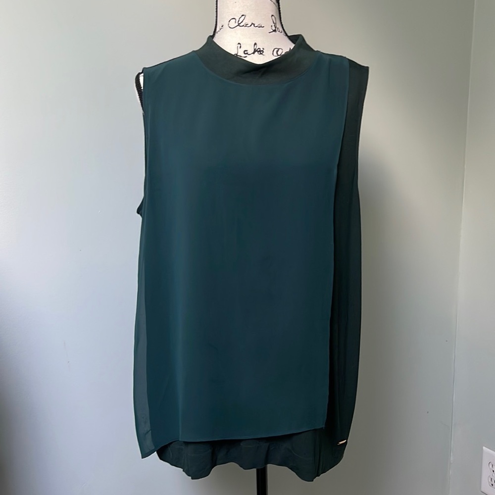 Calvin Klein Mixed Material sleeveless blouse, size XL